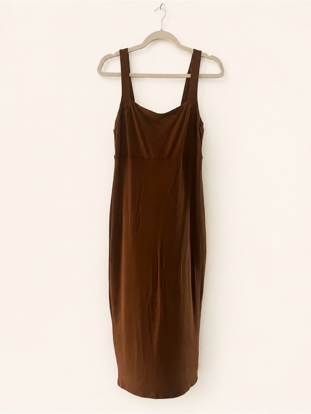Good American Brown Satin Slip Dress - Sleek Midi Chemise